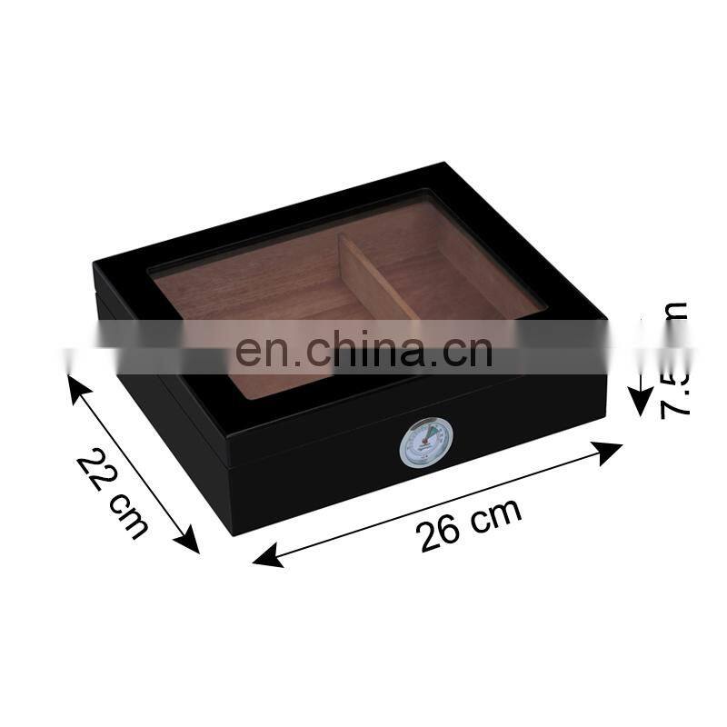 Factory oem glass top handcrafted cedar portable wooden box cigar shop humidor for cigar with humidifier