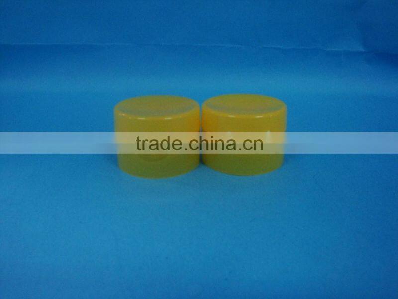 Plastic yellow flip top cap with liner 38-400/ 38mm closure ribbed cap for honey bottle