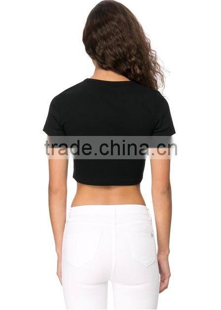 2015 China manufacturer customized ladies sexy crop tee shirt