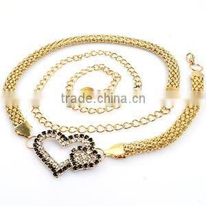 Fantasy body jewelry 2014 double heart belly waist chain piercing