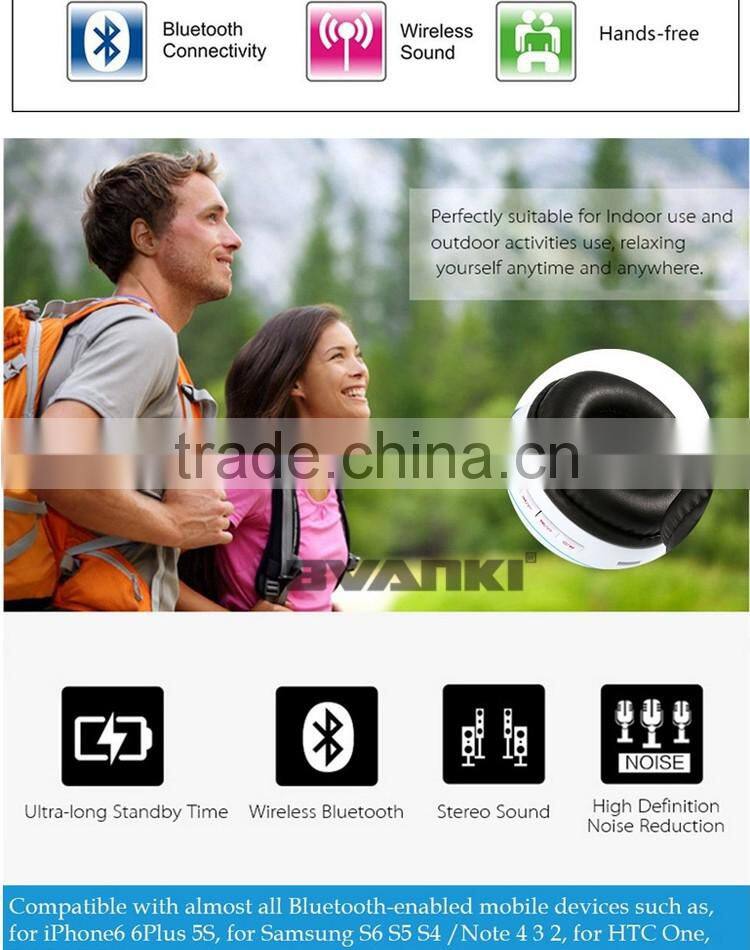 New products 2016 STN-12 HIFI Noise isolating headband headphones wireless bluetooth headset with fm and tf card