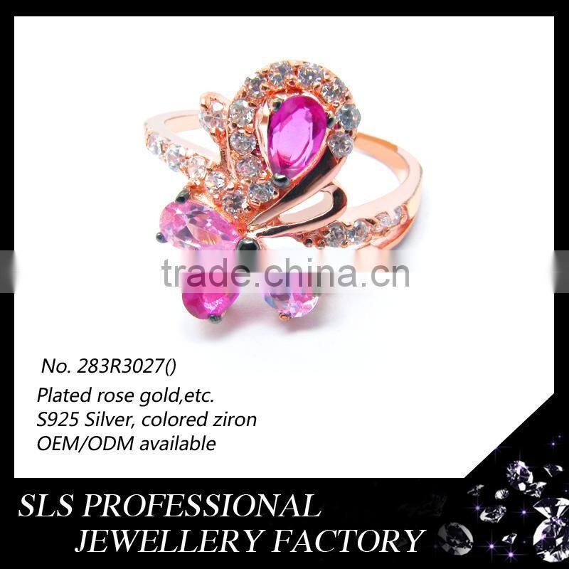 Shengleishi jewelry wholesale 925 silver material rose gold plated micro zirconia ring