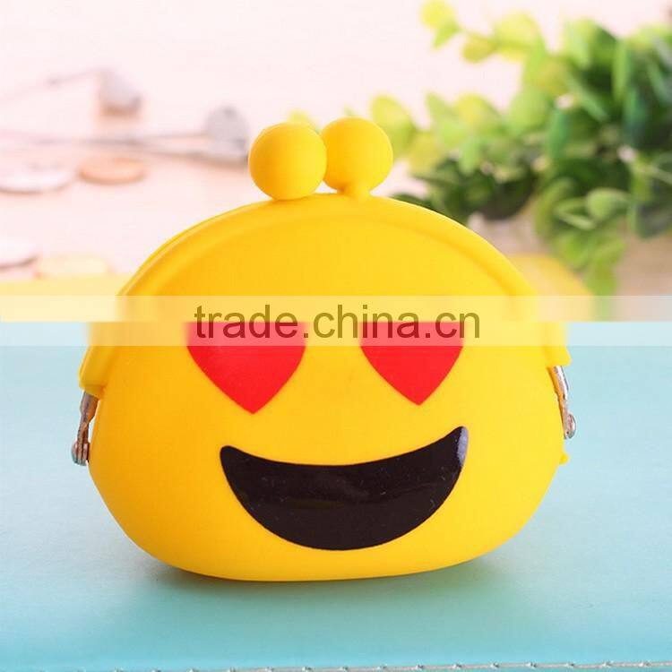 Wholesale Small Silicone Rubber Clip Coin Bag Emoji Purse