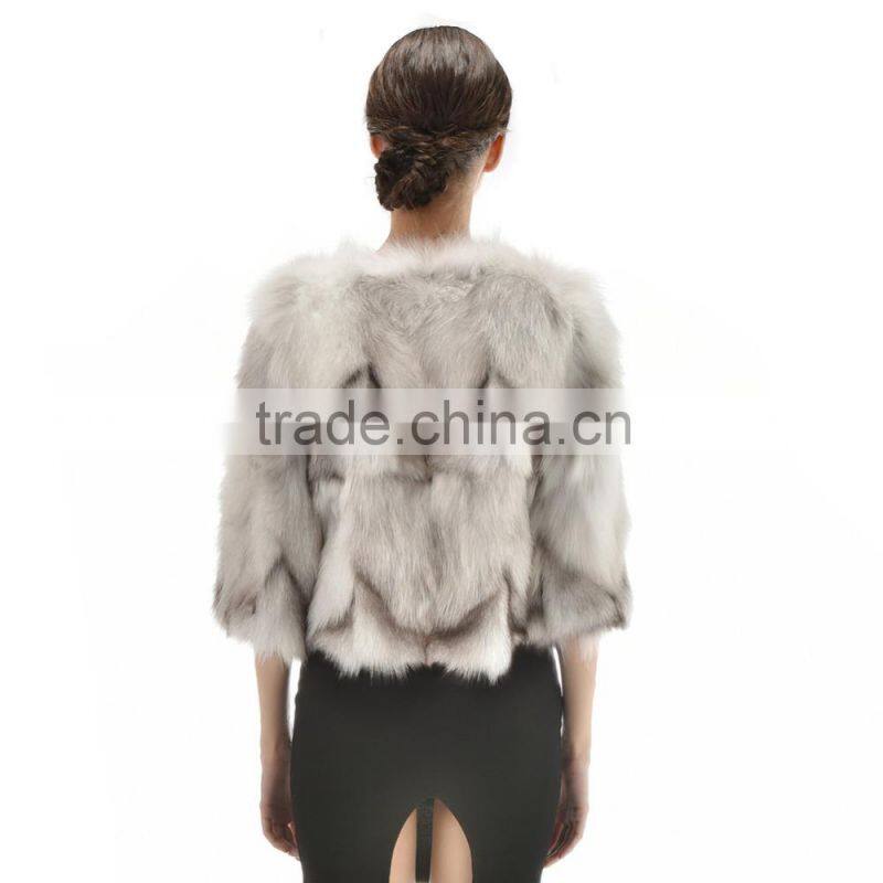 Hot Sell Short style Lady Winter charming Clothing Natural Fox Foot Fur Coat