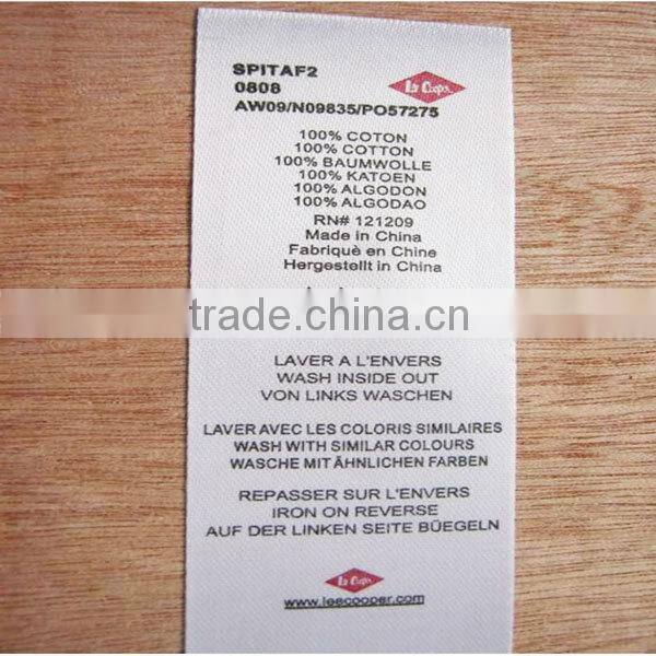 Printed garment wash care labels for t-shirts/swimwear