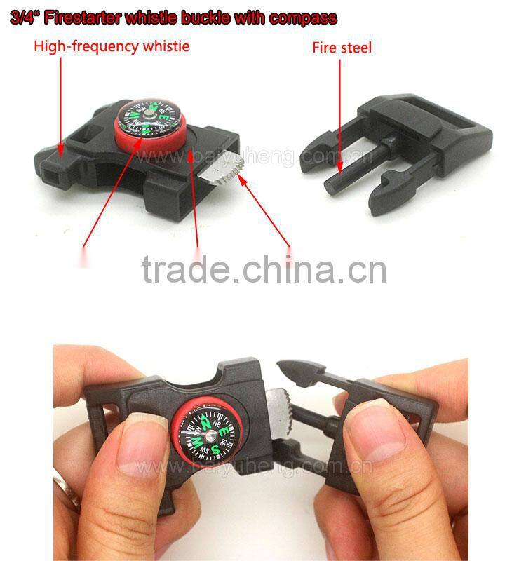 wholesale 7 in 1 survival whistle buckle for baracelet