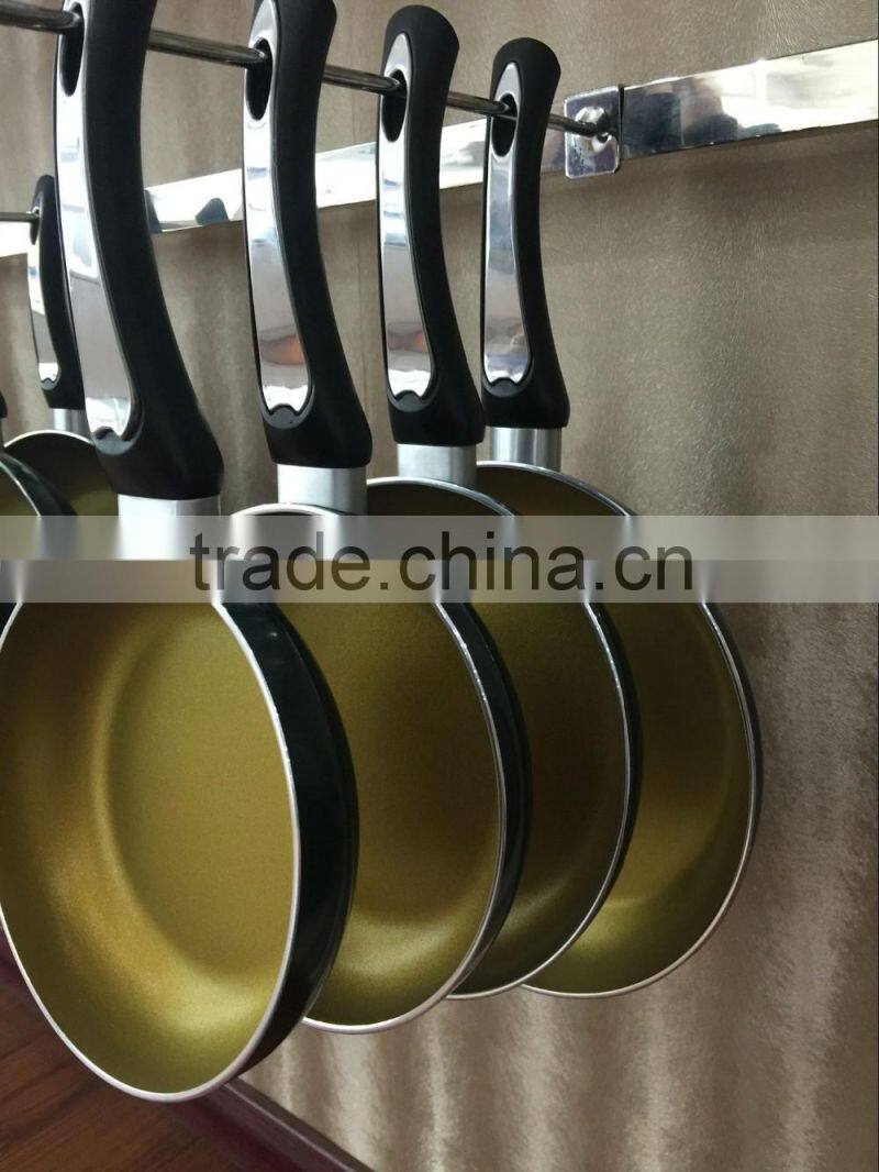 Quality Aluminum Non stick Gold color Fry Pan Sets( ZS-ST056)