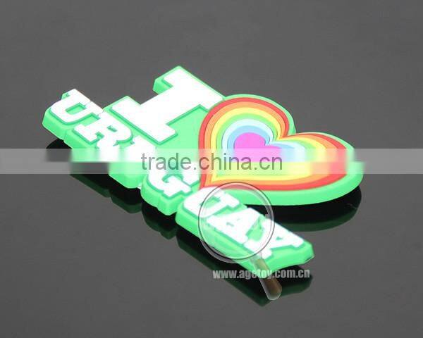 I LOVE Uruguay Promotional Souvenir Heart Shaped Soft PVC Injection Molding Custom Rubber Fridge Magnet