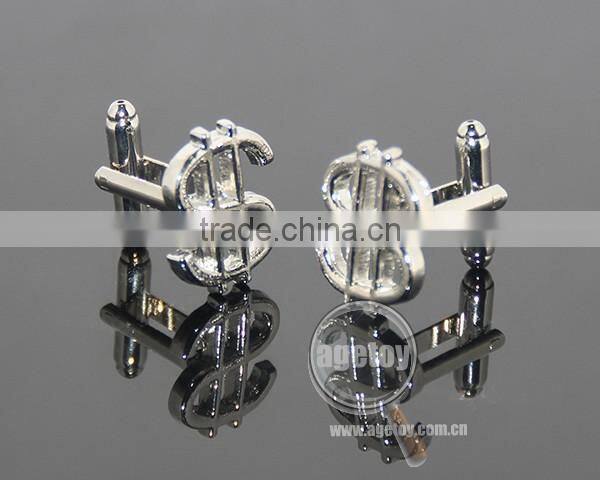 Hollow Out Dollar Sign Shaped Souvenir Zinc Alloy Metal Engrave Financial Cufflink For Mens Shirts