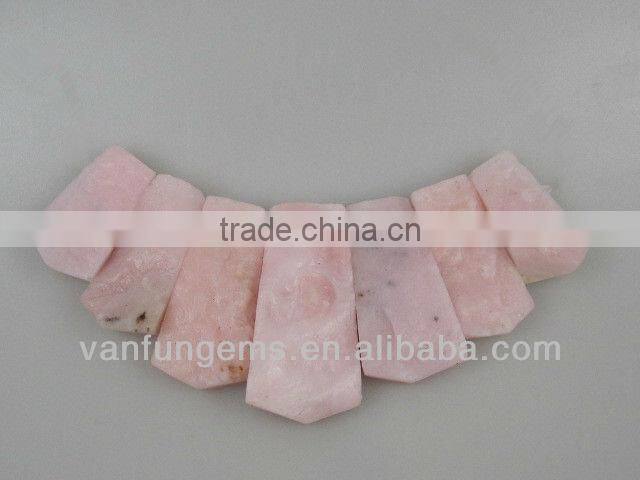 AA grade Pink Opal rectangle freeform besds for necklace