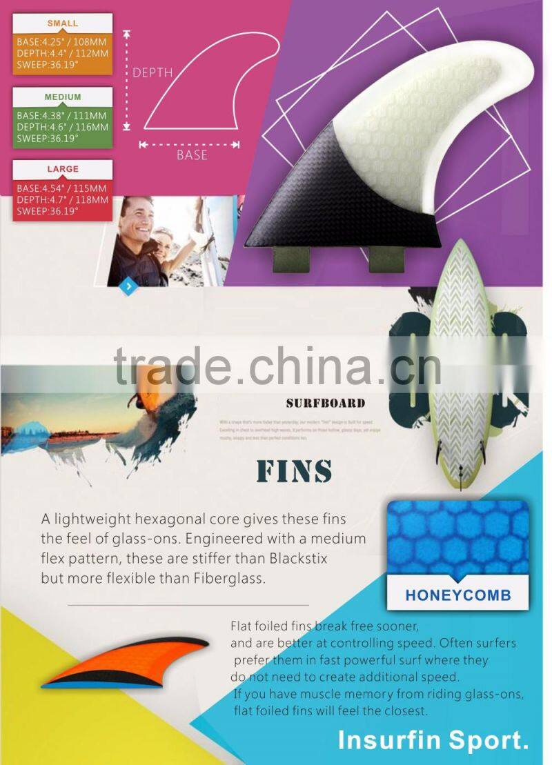Clear honey comb carbon surfboard fins