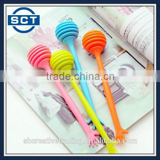 Plastic Long Handle Spiral Head Honey Sugar Dipper Stirrer Stick