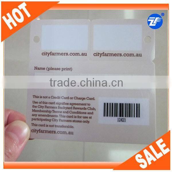 Hot sell cr80 key ring plastic card with punch hole