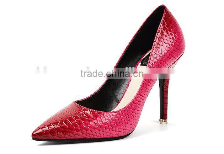 2015 fashion ladies snake pattern high heel shoes for woman