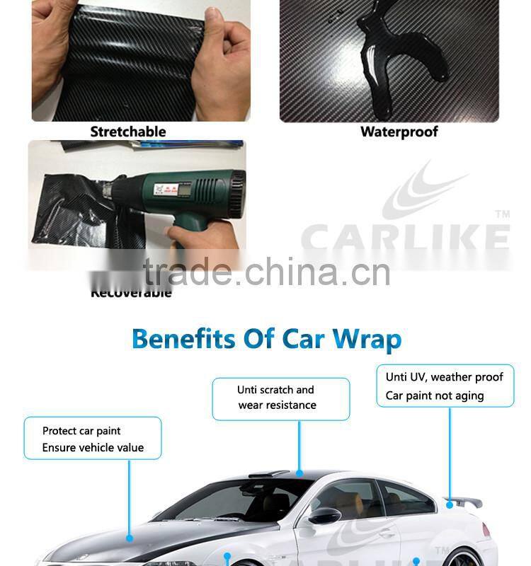 CARLIKE Air Channels Flexible White 4D Carbon Fiber Sticker Car Design