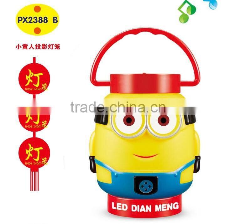 2016 new item funny cartoon projection toy lantern for children with music and 7 colors flashing light