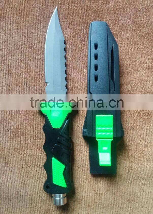 high quality point tip Beta titanium scuba diving knife with sheath and straps