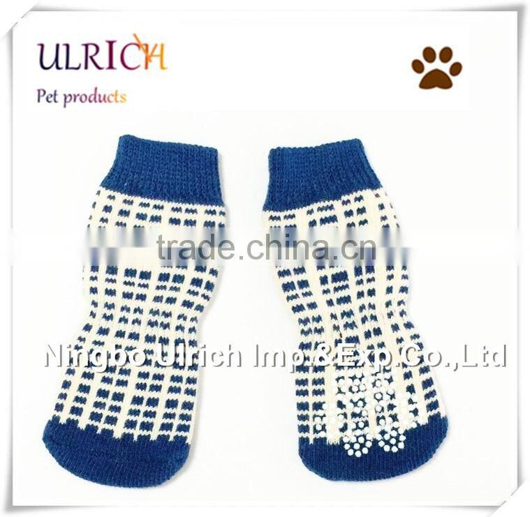 S8 new design cotton checks knitted dog socks