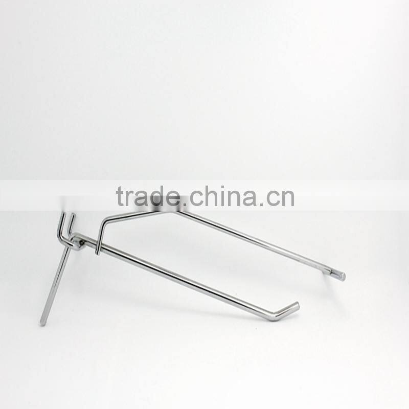 Chrome Plated double Line Supermarket hooks Metal Pegboard Price Hooks