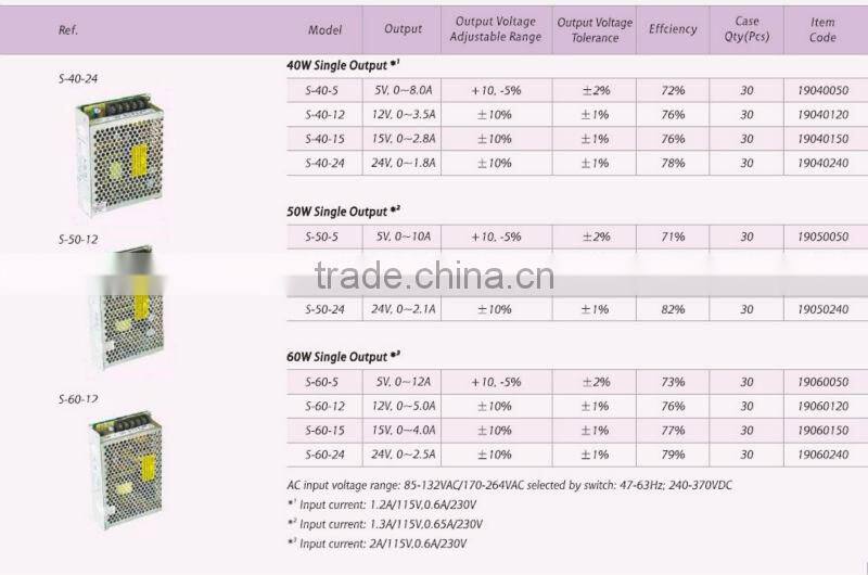 40W single output Switching Power Supply S-40