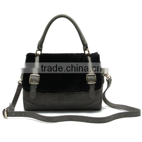 FOR CHRISTMAS promotion stock crocodile pattern leather plush bag