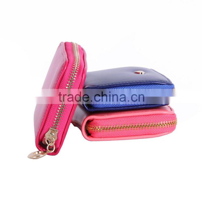 2015 FASHION LADIES HEART STUD PU ZIPAROUND PURSE