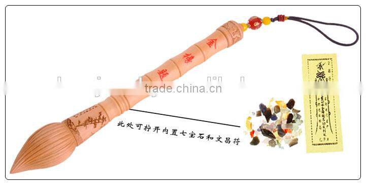 Peach wooden wen chang pen decoration