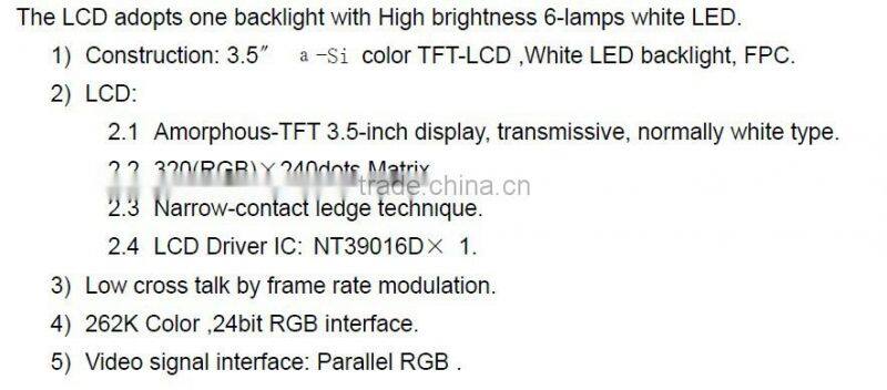 hdmi small lcd monitor 3.5 inch tft 320X240