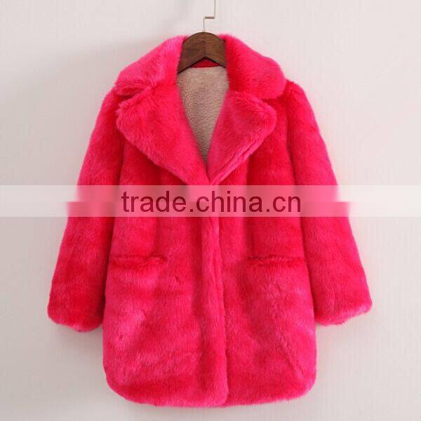girls long winter fake fur coat trench coat wholesale
