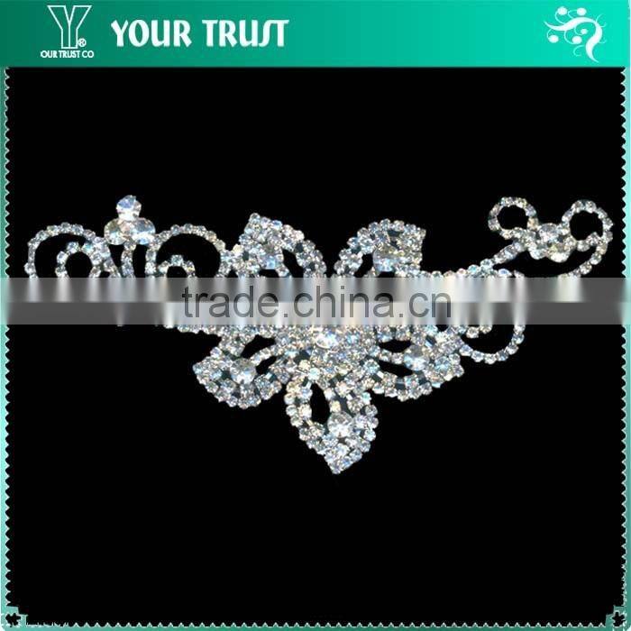 3MM Rhinestone Triangle Chain Connector Rhodium Metal Belt Buckle