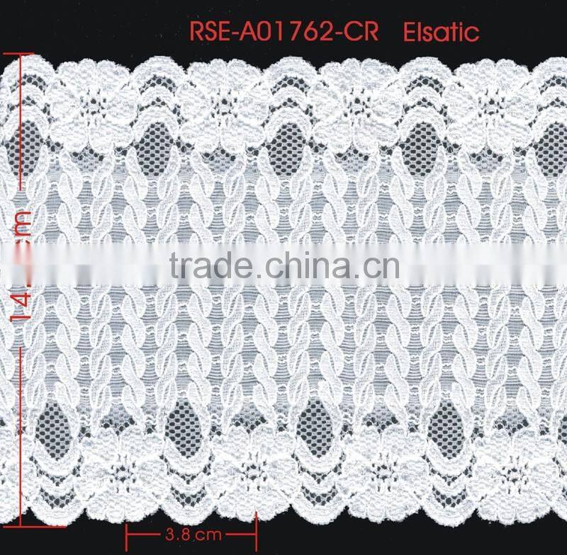 Width 14.0 Centimeter White Stretch Tape Trim Spandex Jacquard Elastic Lace
