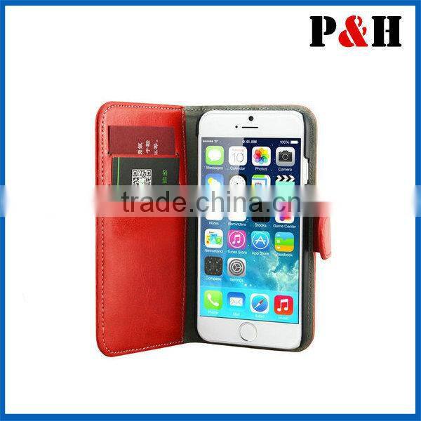 2014 new hot selling iPhone 6 Leather Case, PU Leather Wallet Case for iPhone 5