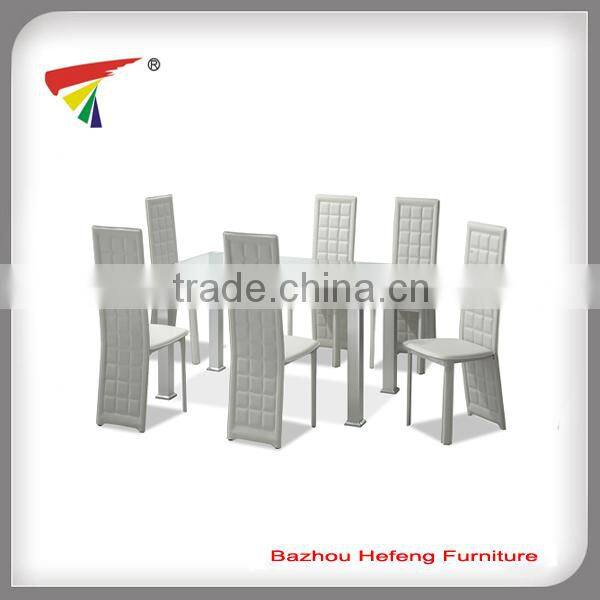 Modern Round Clear Glass Dinning Table Set With 4 Leather Chairs