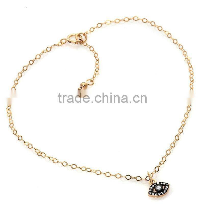 White Zircon Vermeil "Evil Eye" 9-1/4" Anklet bracelet Manufacturer & Factory & Supplier