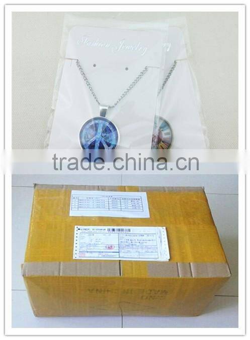 blue crystal beads simple sexy gold plated necklace