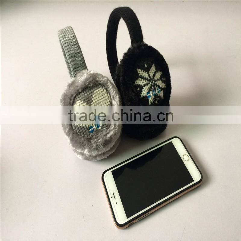 2016 Wireless Bluetooth Earmuffs Music Headset Stereo Headphone Winter Warm Knitted Earmuff