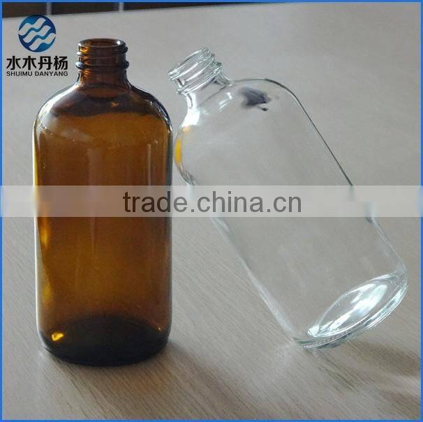 16oz clear boston round glass bottle transparent boston bottle with aluminium screw cap