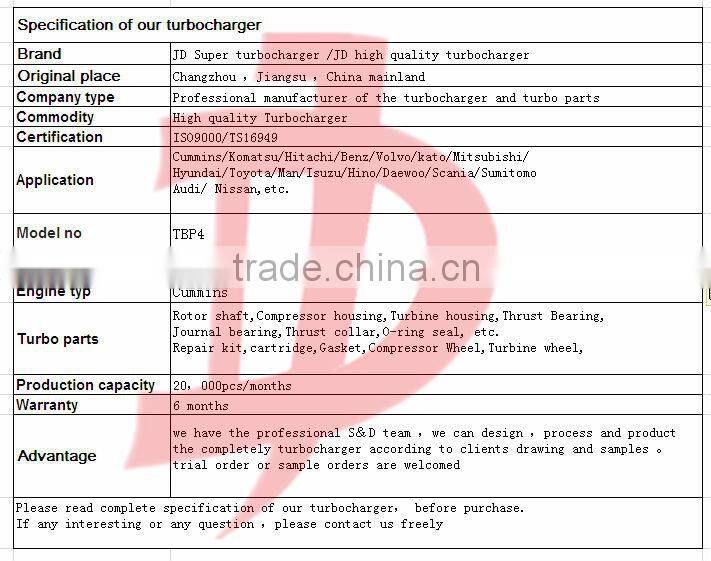 TBP4 Turbo 729124-5005 Turbocharger