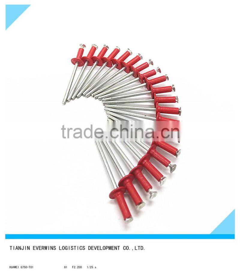High quality Red color Open type Countersunk head Waterproof Aluminium Blind rivet