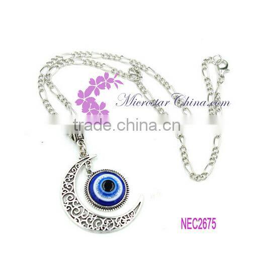 High Retro Sweater Chain Pendant Yin Yang Pattern Glass Cabochon Necklace