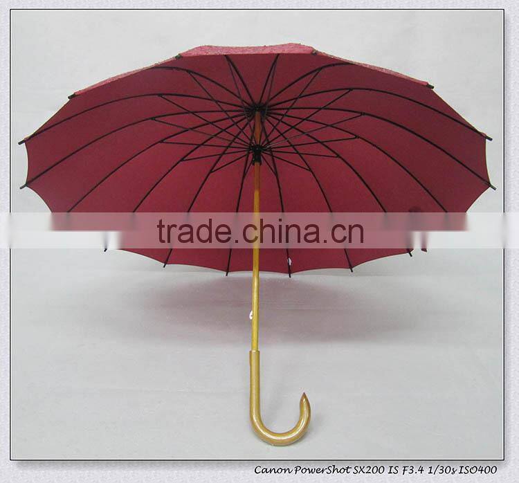 Assorted colors straight umbrella with crook handle
