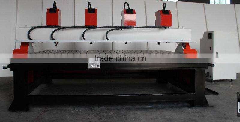 4 Heads 2500*1300mm Woodworking CNC Router on 4 Z-axis NcStudio Control ZK-2513-4