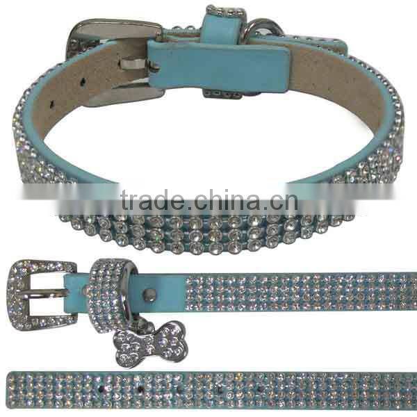 Diamond sparkly 4 row rhinestone studded dog collar