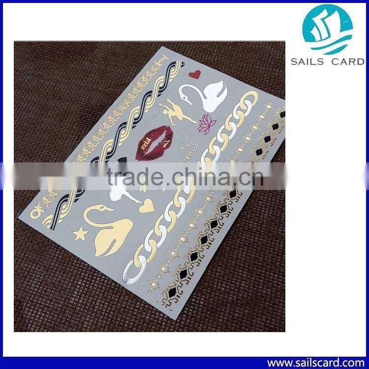 Fashionable design Gold Metallic tattoo sticker for body art