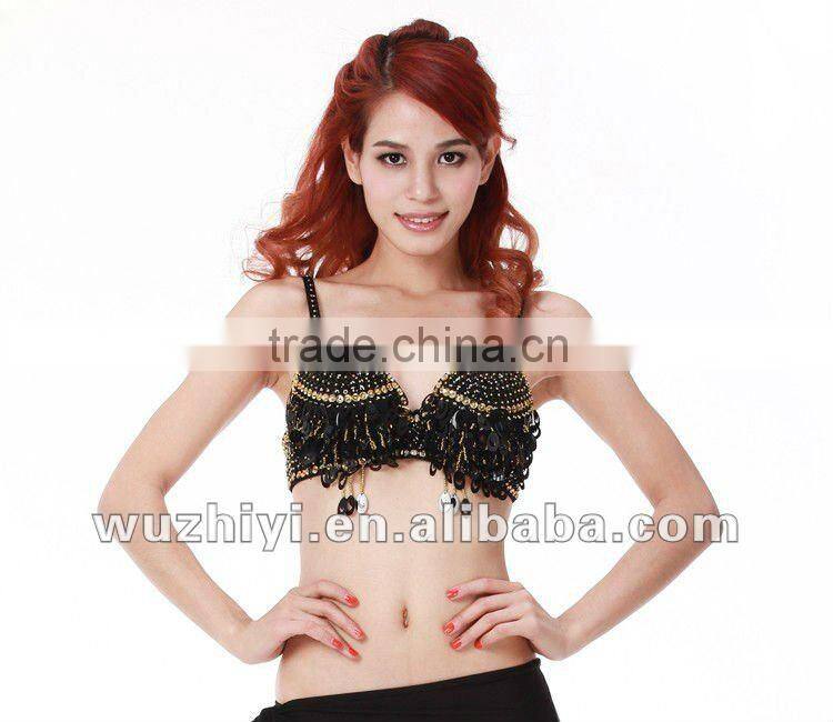 Cheap wholesale new hot fashion shiny elegant bellydance clothing,sexy sequin grade beaded belly dance bra (QC8004)