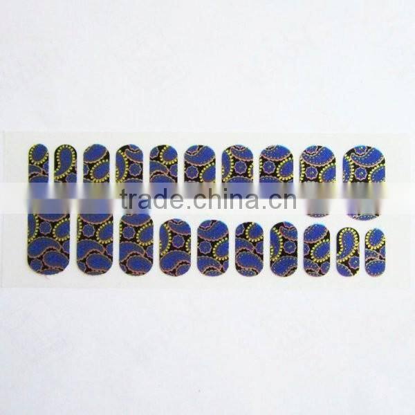 Custom sliver star metallic 2d nail wrap rhinestone nail sticker manufacturer 20 tips/sheet with test EN71-3