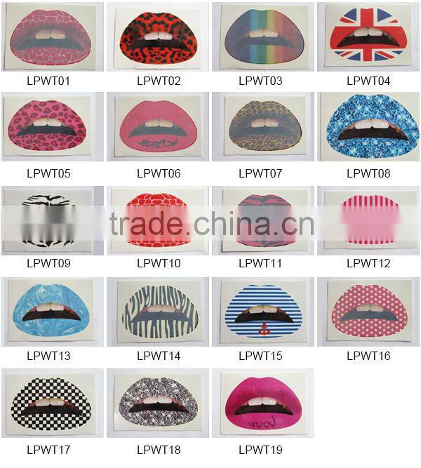 Custom silver bling glitter lip temporary tattoo sticker art tattoo sticker factory