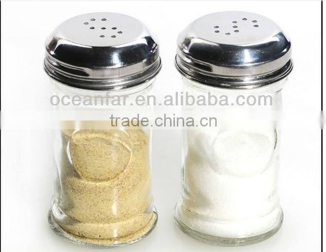 Embossing Circle Pattern Glass Spice Jars with metal lid
