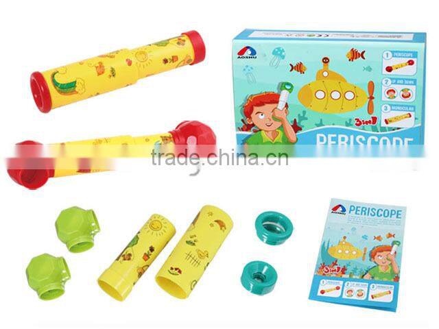 Outdoor explore kids plastic toy periscope with telescope