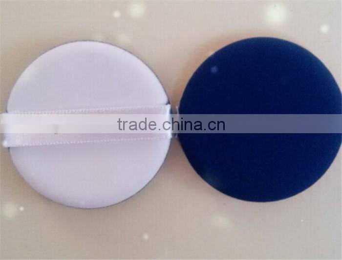 Custom Logo Cosmetic Sponge Super Soft Flocking Powder Puff with Ribbon